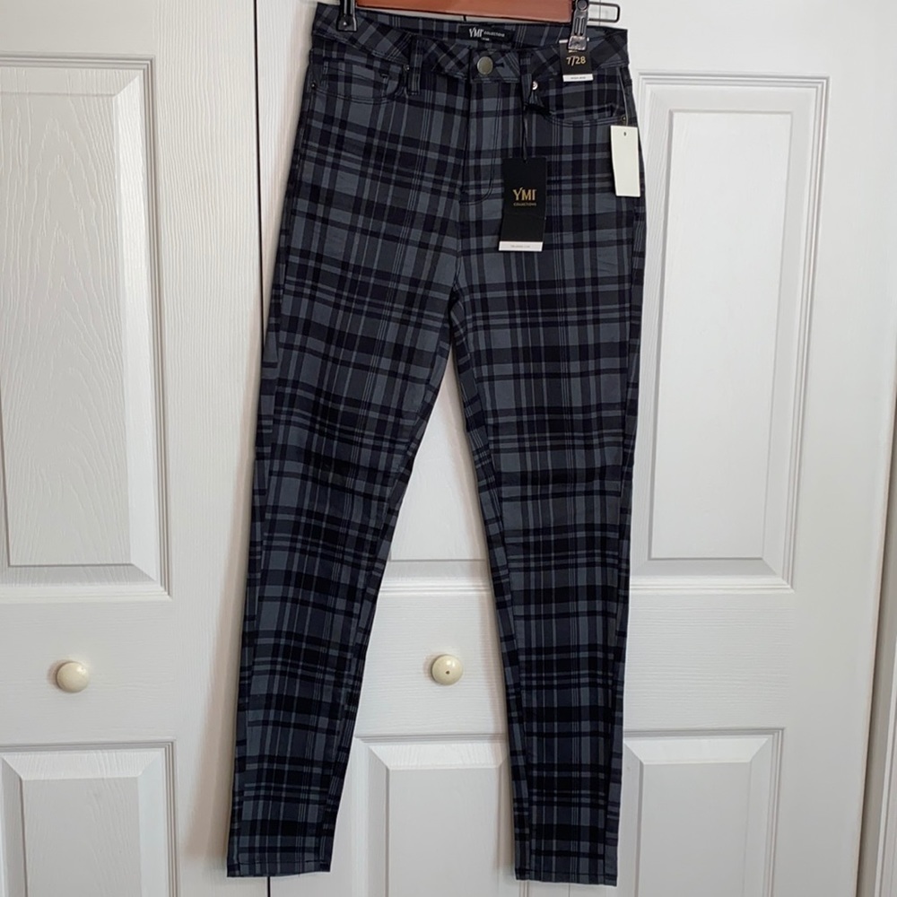 YMICollection Skinny HighRise Plaid Jeans 7/28